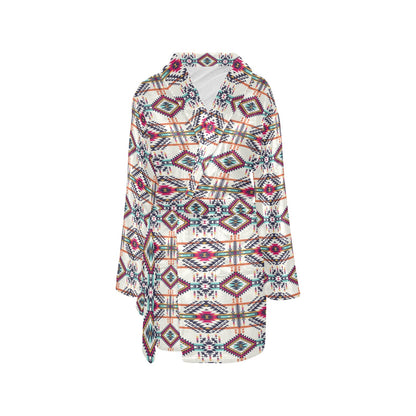 Indian Navajo Art Themed Design Print Women's Fleece Robe