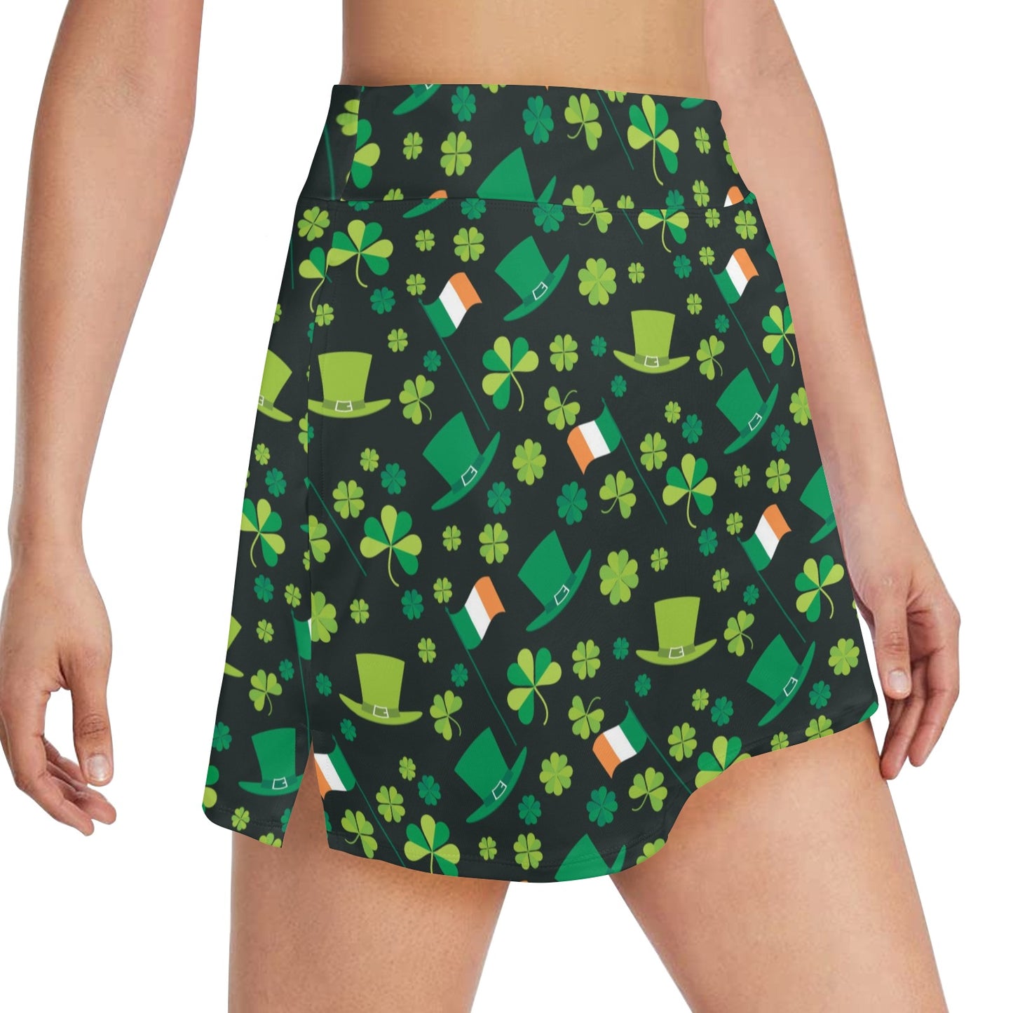 Shamrock Saint Patrick's Day Print Design LKS304 17" Golf & Pickleball Skort with Pockets