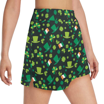 Shamrock Saint Patrick's Day Print Design LKS304 17" Golf & Pickleball Skort with Pockets