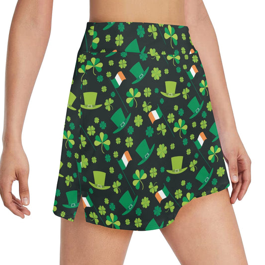 Shamrock Saint Patrick's Day Print Design LKS304 17" Golf & Pickleball Skort with Pockets