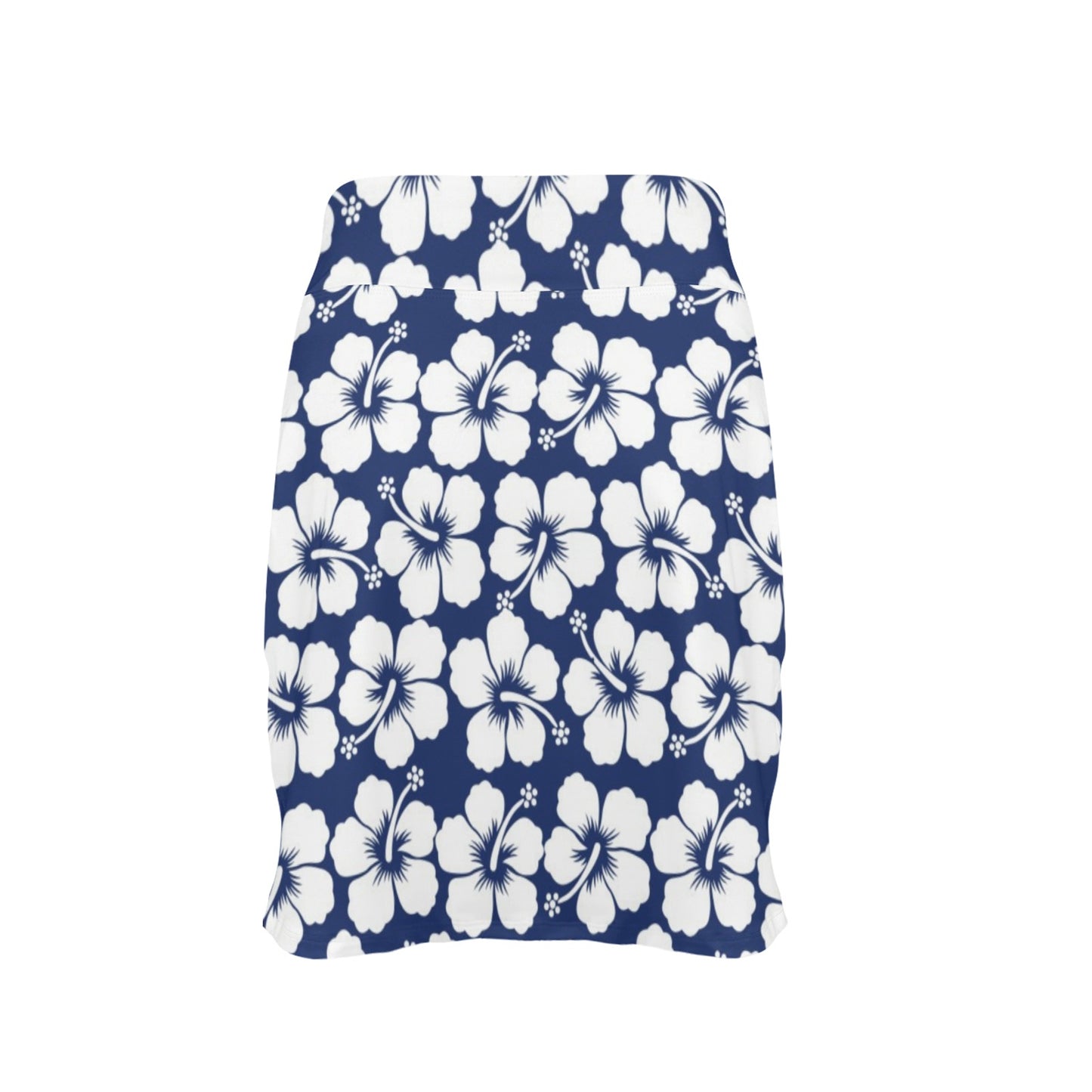 Hibiscus Blue Hawaiian Flower Pattern 17" Golf & Pickleball Skort with Pockets