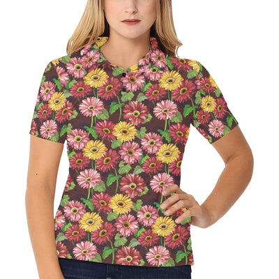 Daisy Gerbera Print Pattern Women's Polo Shirt