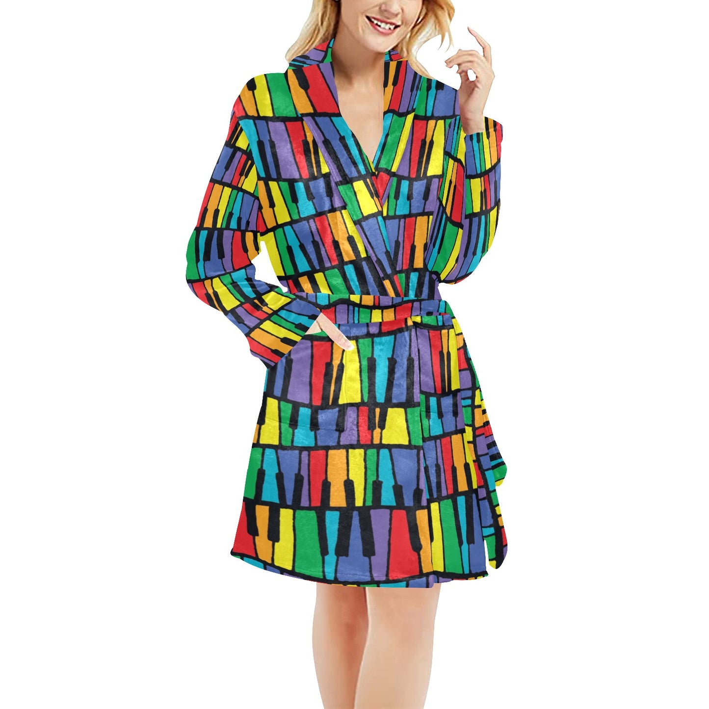 Piano Print Design LKS402 Women's Fleece Robe