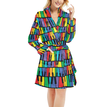 Piano Print Design LKS402 Women's Fleece Robe