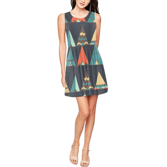 Tribal native american tent Aztec Sleeveless Dress