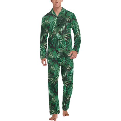Tropical Flower Pattern Print Design TF012 Men's Long Pajama Set