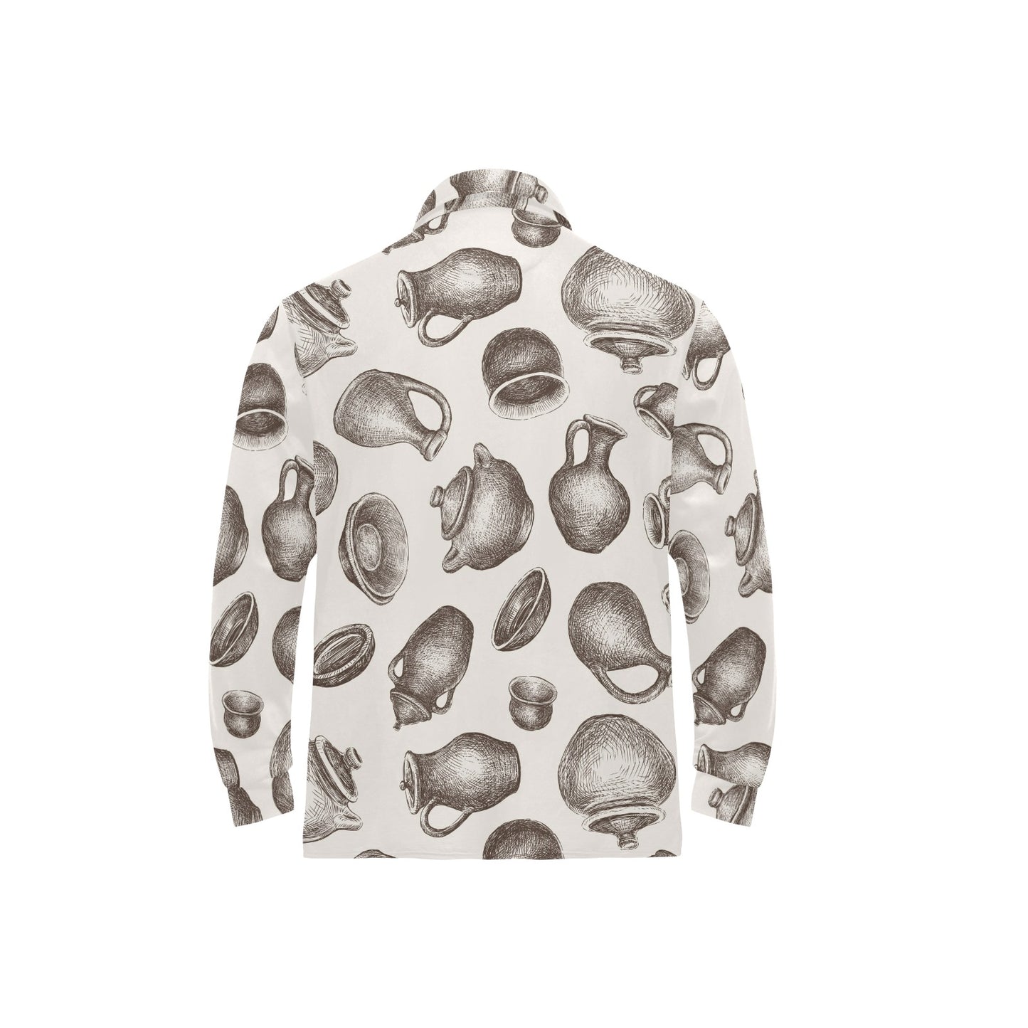 Pottery Pattern Print Design A01 Long Sleeve Polo Shirt For Men's