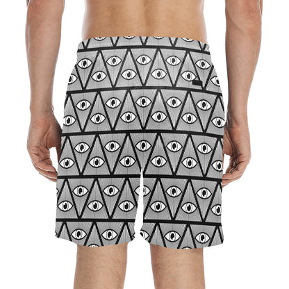 Third Eye Pattern Print Design LKS304 Men's Swim Trunks Beach Shorts