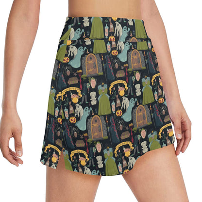 Creepy Halloween Print Design LKS304 17" Golf & Pickleball Skort with Pockets