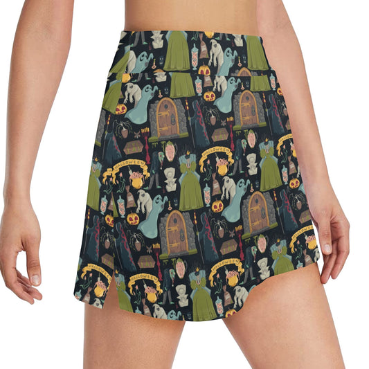 Creepy Halloween Print Design LKS304 17" Golf & Pickleball Skort with Pockets