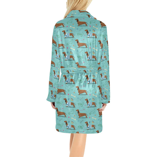 Dachshund Paw Decorative Print Pattern Women's Fleece Robe