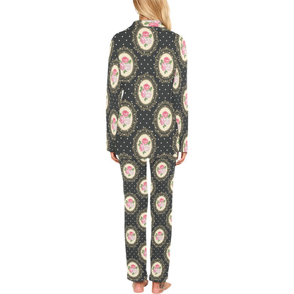 Rose Pattern Print Design RO015 Women's Long Pajama Set