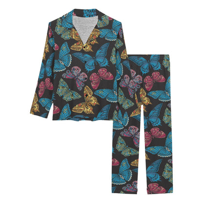 Butterfly Mandala Style Women's Long Pajama Set