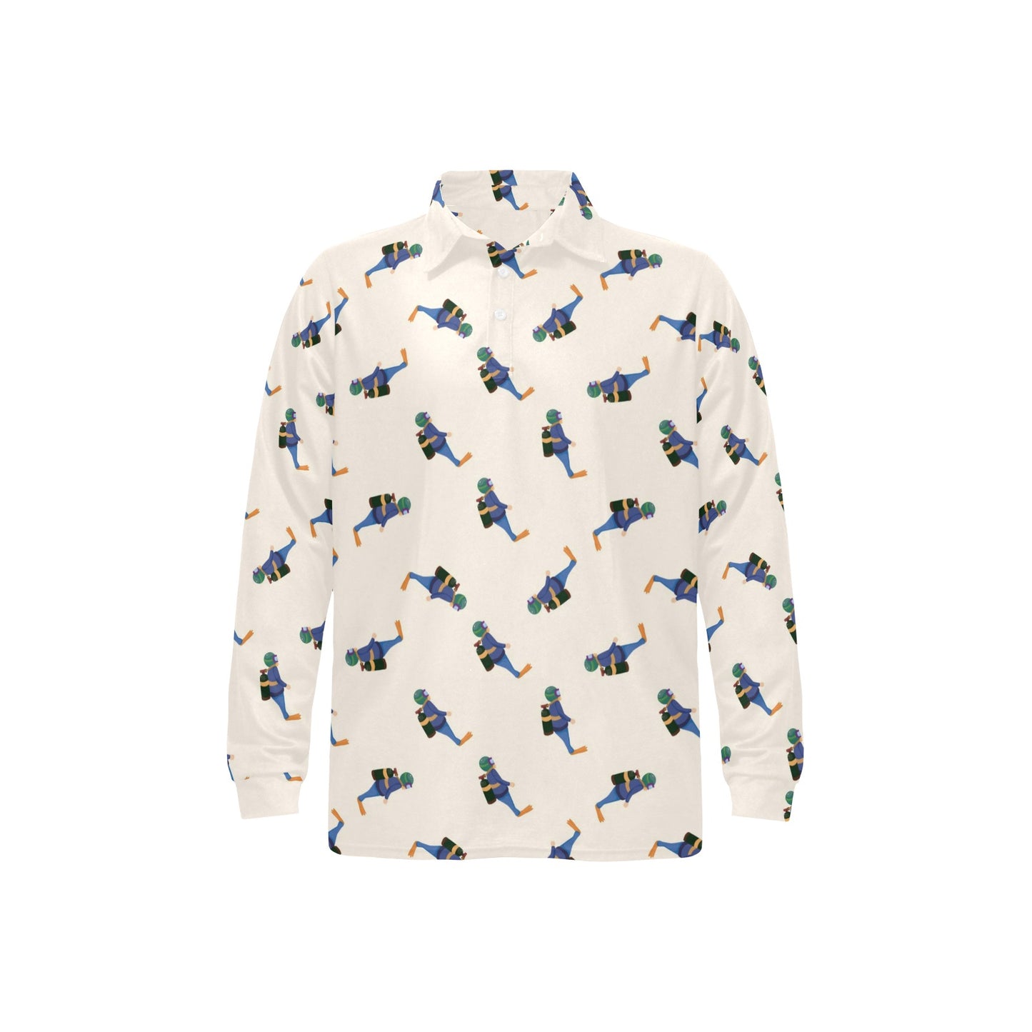 Scuba Driver Print Design LKS301 Long Sleeve Polo Shirt For Men's