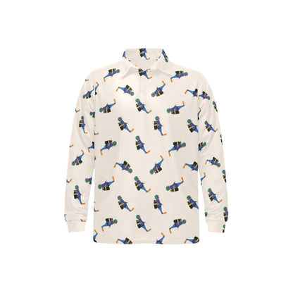 Scuba Driver Print Design LKS301 Long Sleeve Polo Shirt For Men's