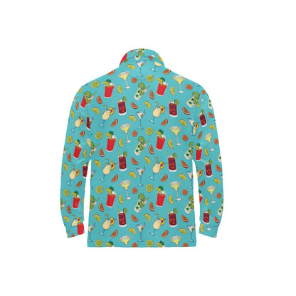 Cocktail Pattern Print Design 05 Long Sleeve Polo Shirt For Men's