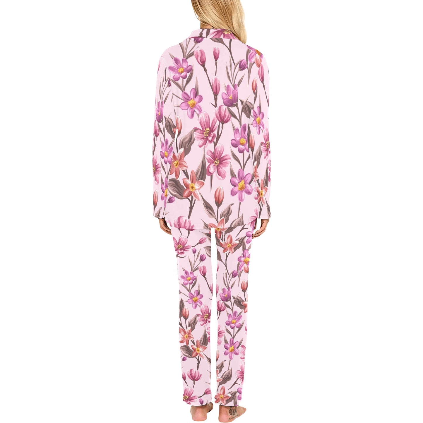 Summer Floral Pattern Print Design SF09 Women's Long Pajama Set