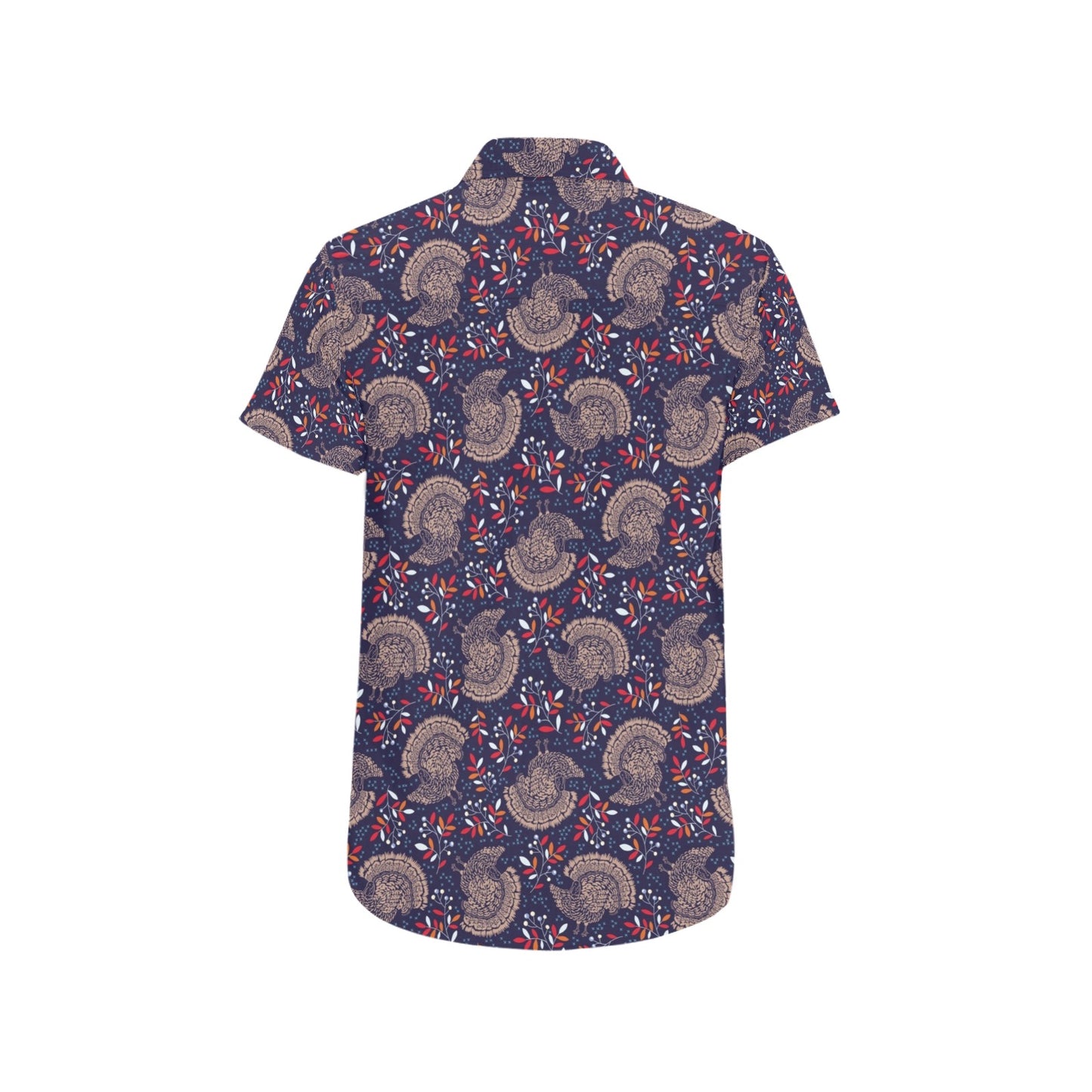 Turkey Print Design LKS401 Men Short Sleeve Button Up Shirt