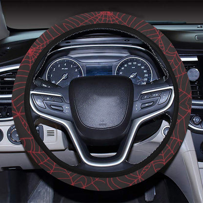 Spider Web Red Print Design LKS302 Steering Wheel Cover with Elastic Edge