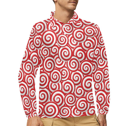 Candy Pattern Print Design 03 Long Sleeve Polo Shirt For Men's