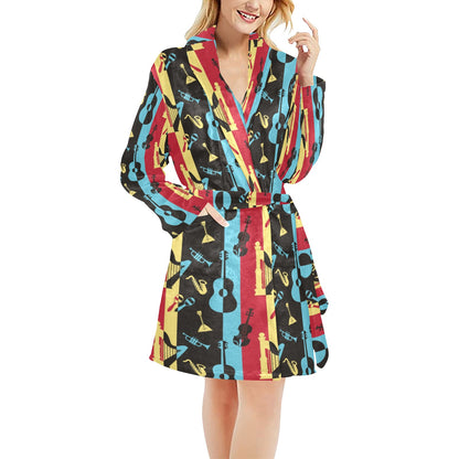 Jazz Pattern Print Design 02 Women's Fleece Robe
