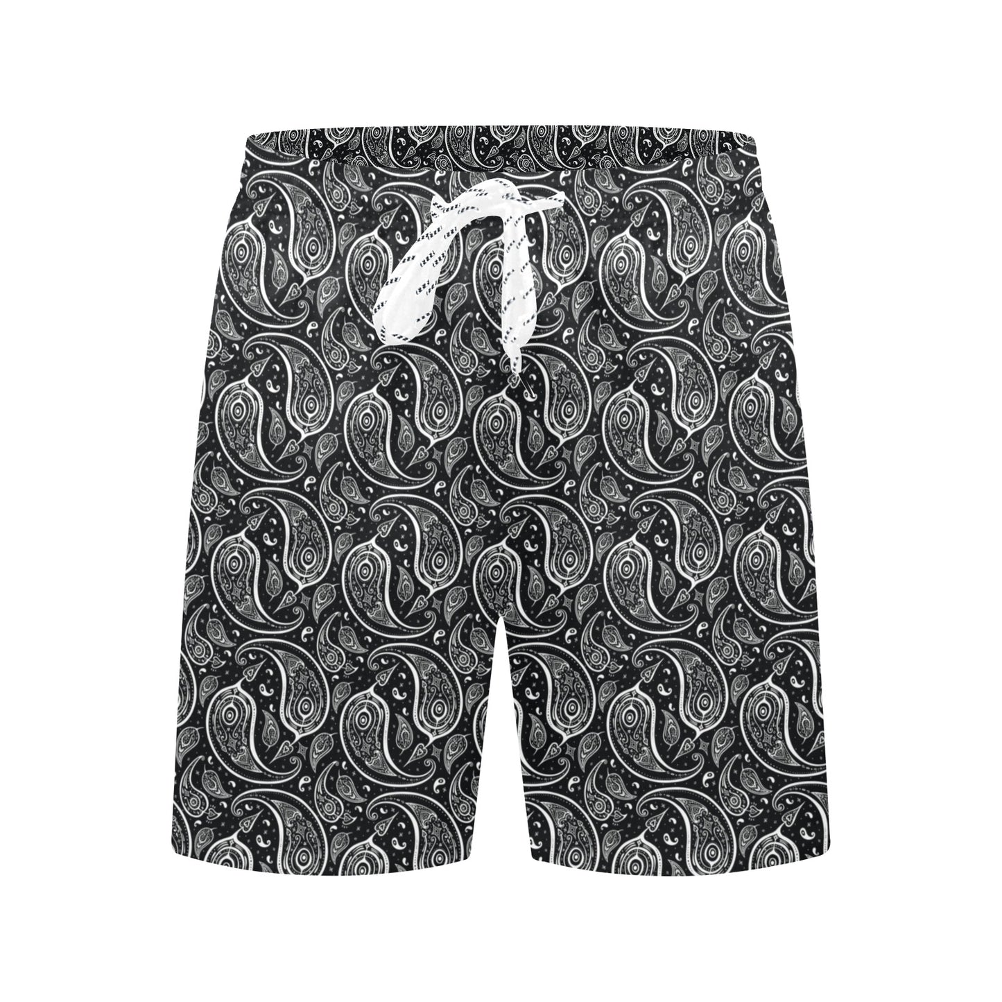 Paisley Black Design Print Men's Swim Trunks Beach Shorts