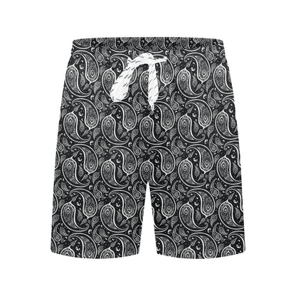 Paisley Black Design Print Men's Swim Trunks Beach Shorts