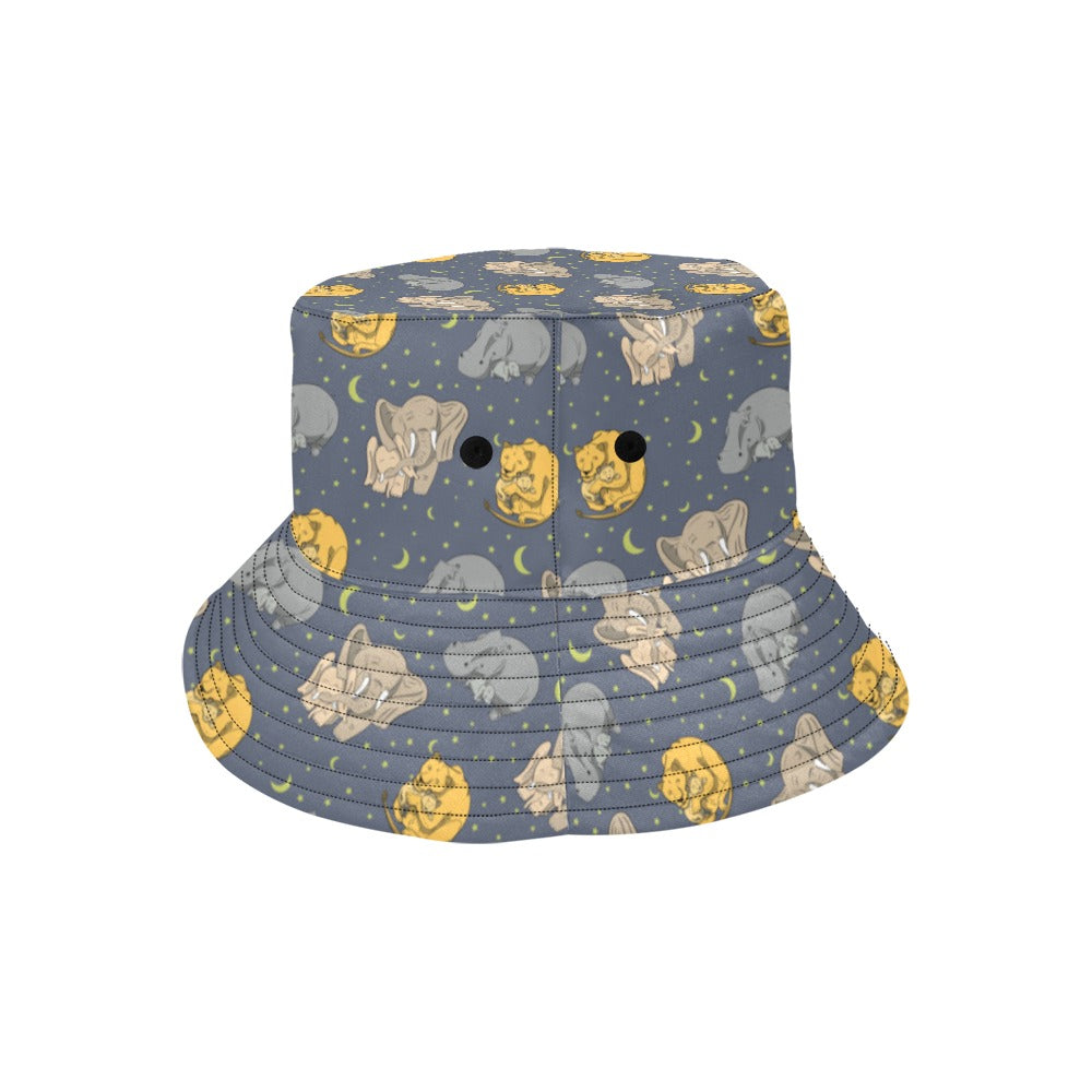 Safari Elephant Lion Print Design LKS303 Unisex Bucket Hat