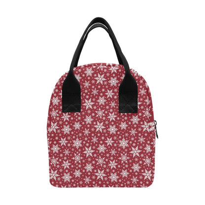 Snowflake Red Print Design LKS302 Insulated Lunch Bag