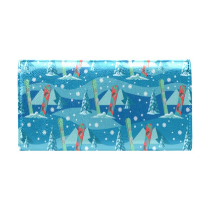 Snowboard Print Design LKS301 Women's Trifold Wallet