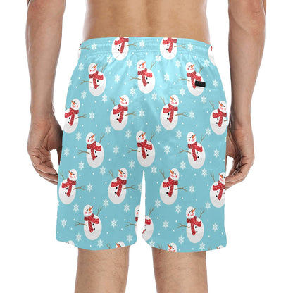 Snowman Print Design LKS304 Men's Swim Trunks Beach Shorts