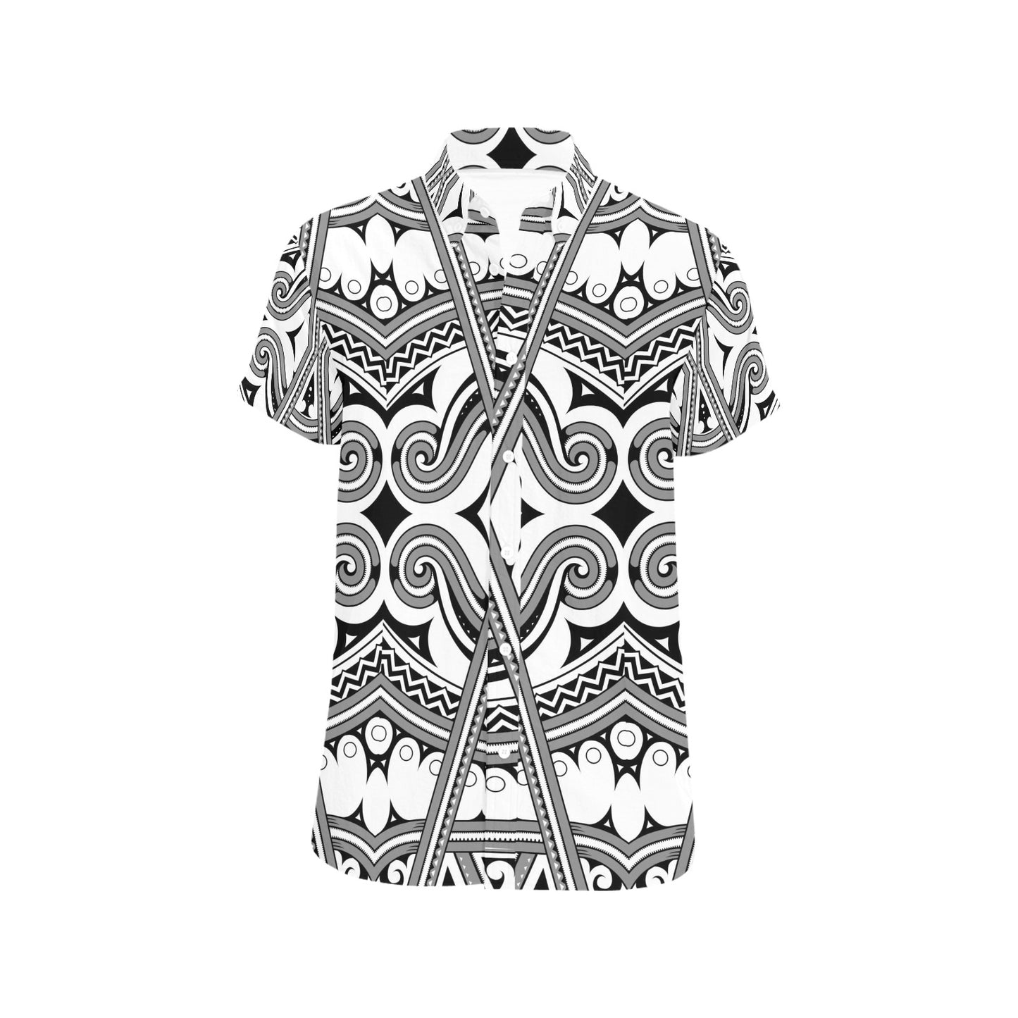 Samoan Pattern Print Design LKS302 Men Short Sleeve Button Up Shirt