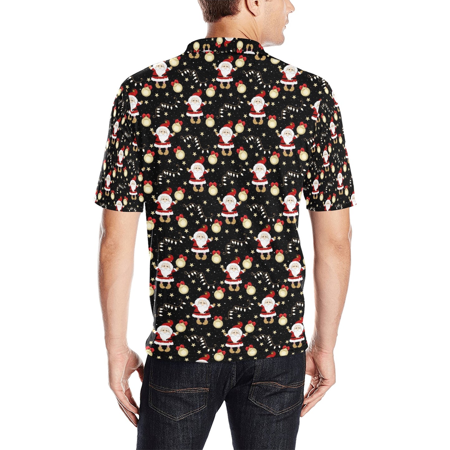 Santa Christmas Themed Print Design LKS307 Men Polo Shirt