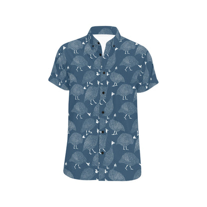 Guinea Fowl Print Design LKS401 Men Short Sleeve Button Up Shirt