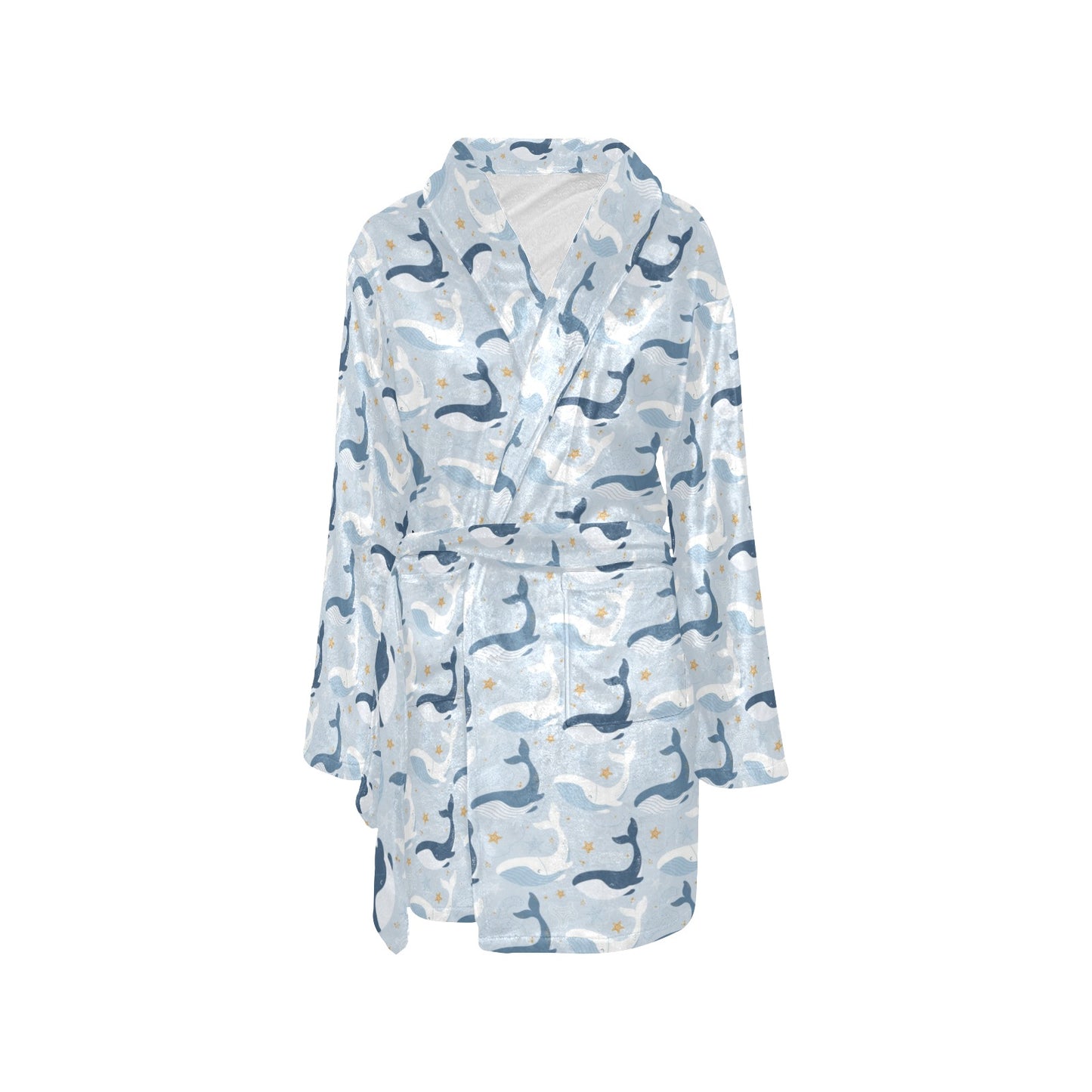 Whale Print Design LKS305 Women's Fleece Robe