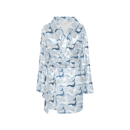 Whale Print Design LKS305 Women's Fleece Robe