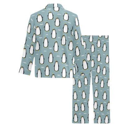 Penguin Pattern Print Design A02 Men's Long Pajama Set