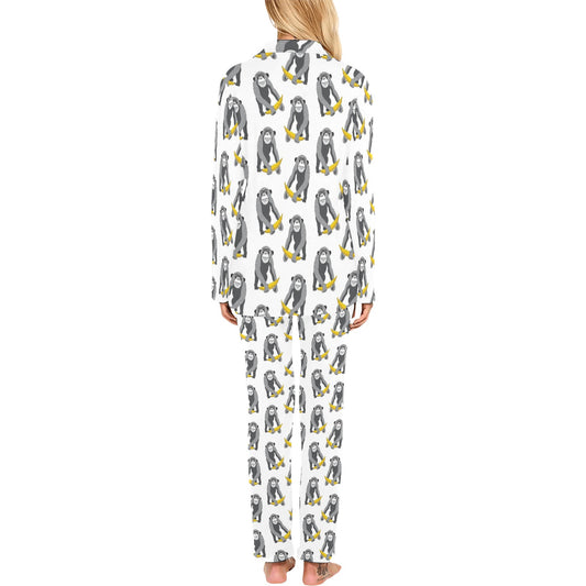 Chimpanzee Pattern Print Design 05 Women's Long Pajama Set