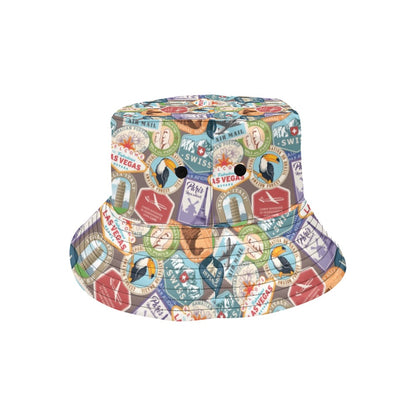 Travel Stamp Print Design LKS301 Unisex Bucket Hat