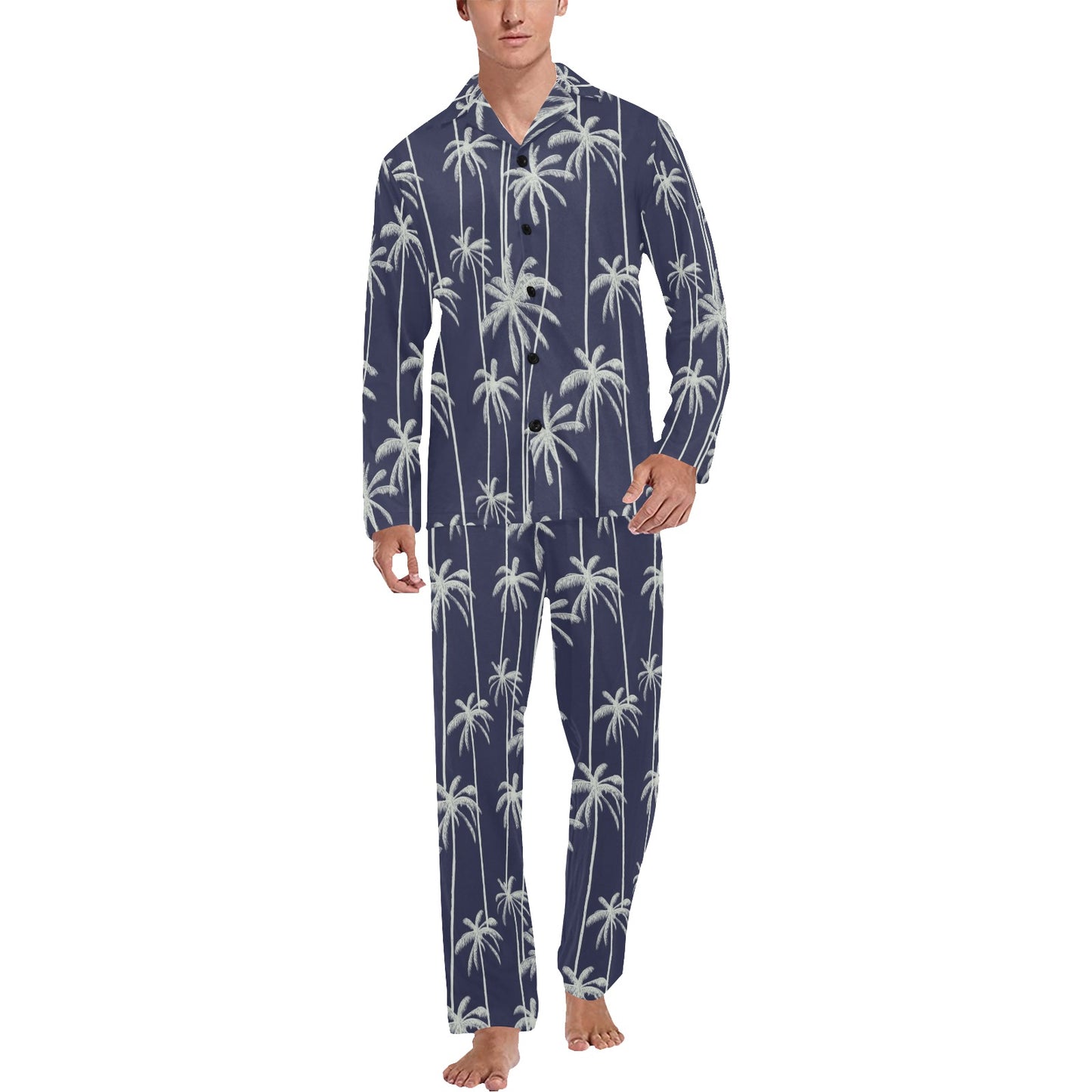 Palm Tree Pattern Print Design PT06 Men's Long Pajama Set