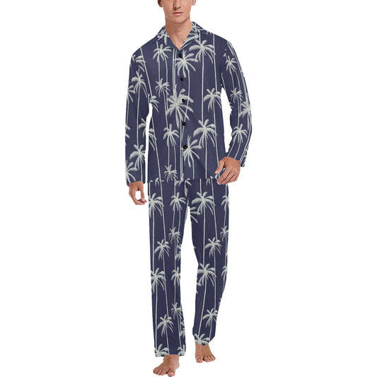 Palm Tree Pattern Print Design PT06 Men's Long Pajama Set