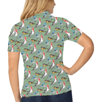 Birds Pattern Print Design 07 Women's Polo Shirt