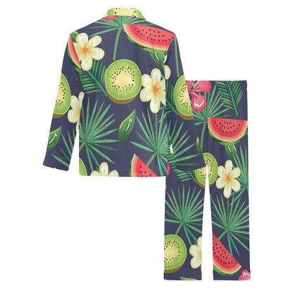 Tropical Fruits Pattern Print Design TF05 Men's Long Pajama Set