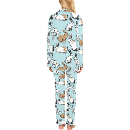 Rabbit Pattern Print Design RB018 Women's Long Pajama Set