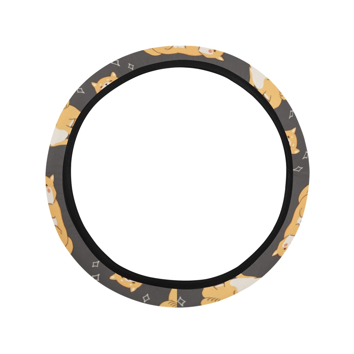 Shiba Inu Print Design LKS309 Steering Wheel Cover with Elastic Edge