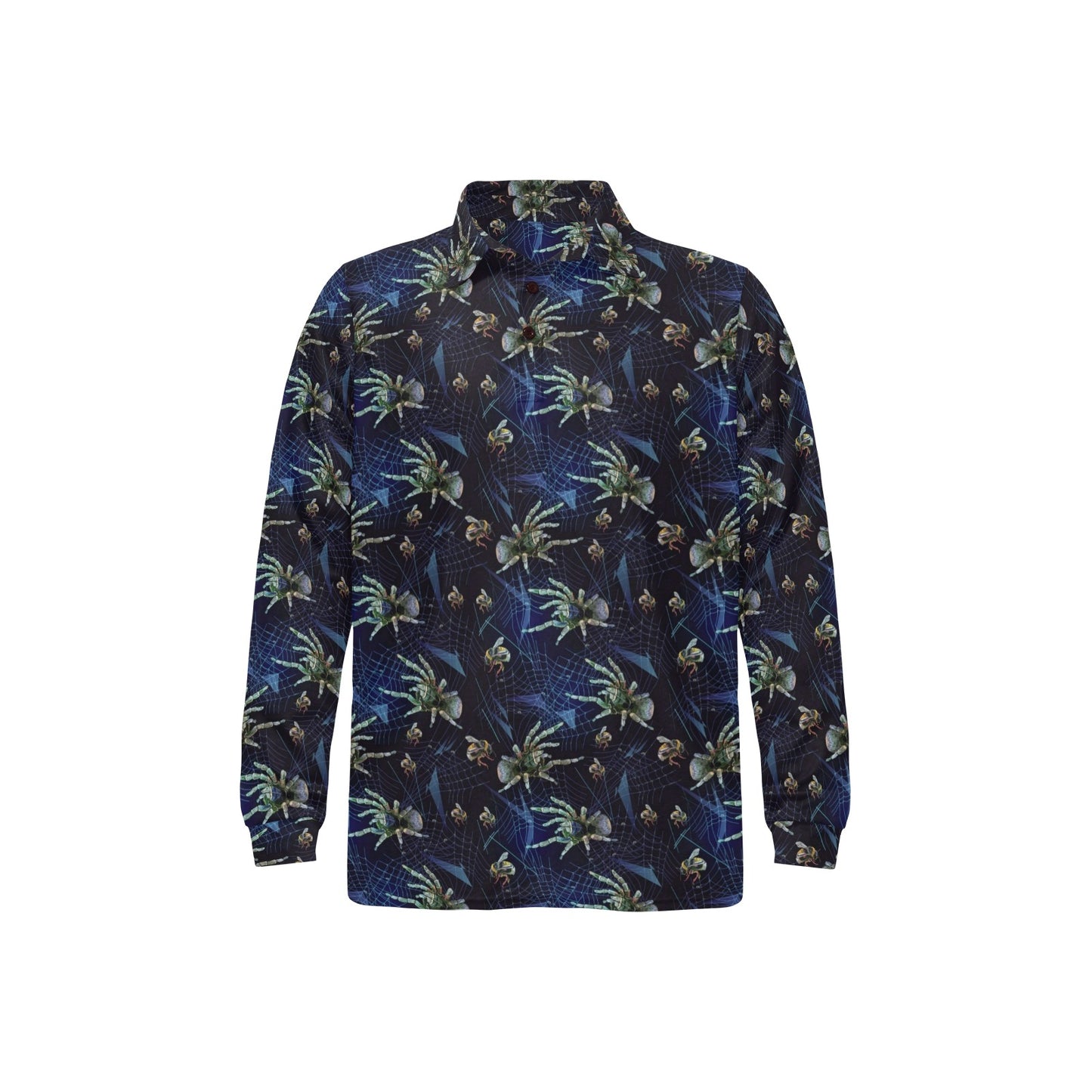 Tarantula Print Design LKS401 Long Sleeve Polo Shirt For Men's