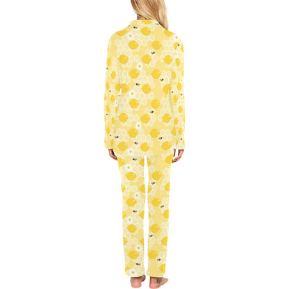 Honey Bee Honeycomb Print Design LKS3010 Women's Long Pajama Set