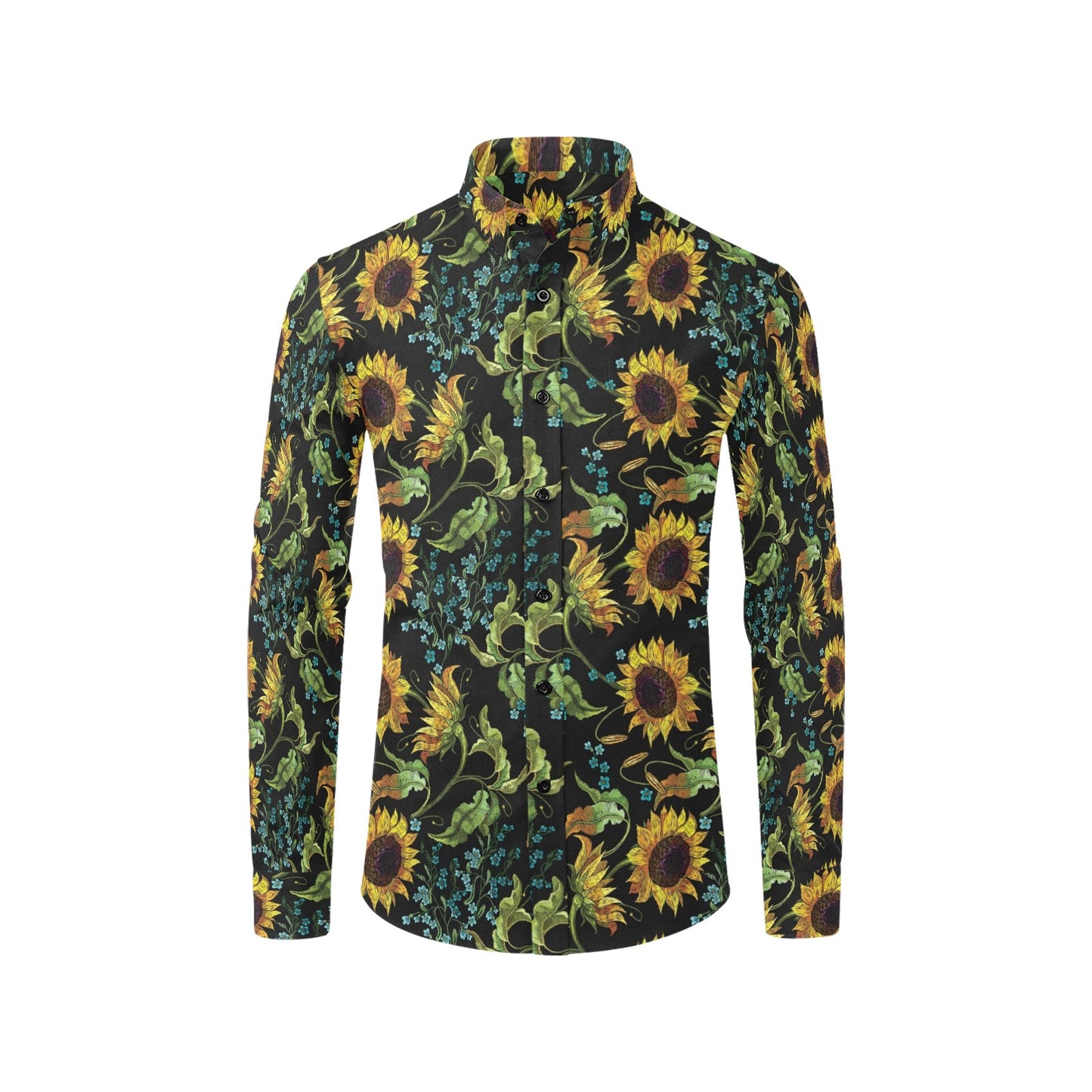 Sunflower Print Design LKS308 Men's Long Sleeve Dress Shirt