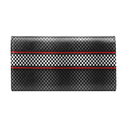 Checkered Flag Red Line Style Women's Trifold Wallet