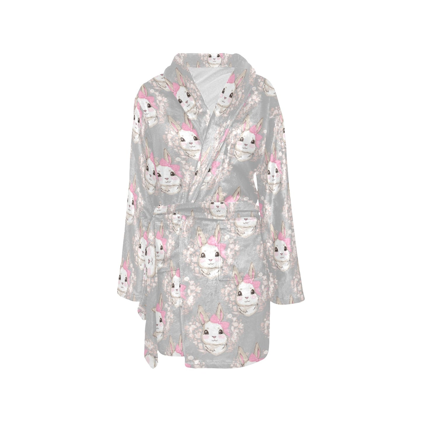 Rabbit Pattern Print Design RB07 Women's Fleece Robe